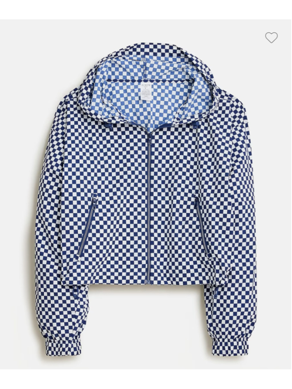 J.Crew Active Full-Zip Anorak Jacket, Size Small, Blue & White Checkerboard